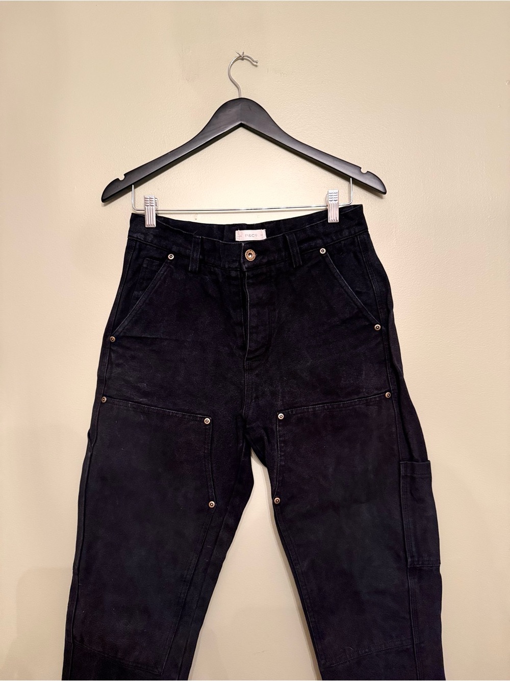 P&Co Black Cotton Canvas Double-Front Workwear Carpenter Pants W30 L30 - Picture 4 of 16